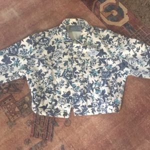 Blue floral denim jacket